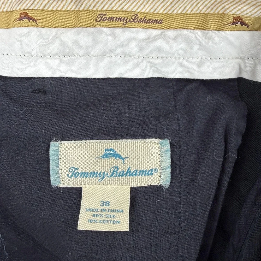 Tommy Bahama Shorts‎ Mens 38 Blue Silk Chino Flat Front 9 Inseam Casual Resort
